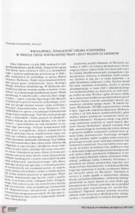 16: Wrocławska działalność Oskara Schlemmera w świetle opinii współczesnej prasy i jego własnych zapisków