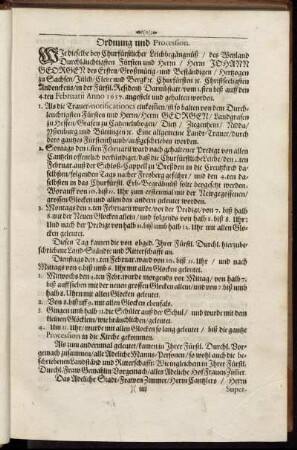 Ordnung und Procession.