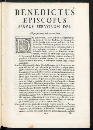 Benedictus Episcopus Servus Servorum Dei.