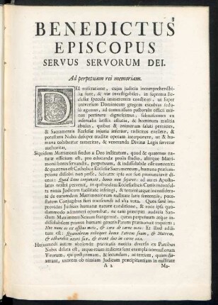 Benedictus Episcopus Servus Servorum Dei.
