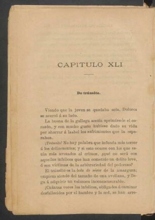 Capítulo XLI - De tránsito.