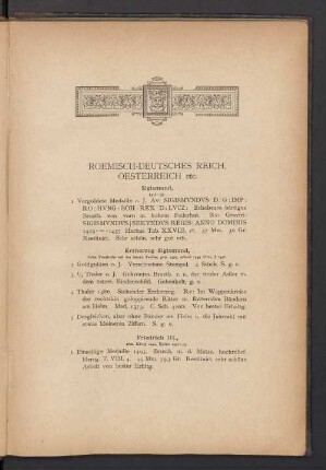 Roemisch-Deutsches Reich, Oesterreich etc