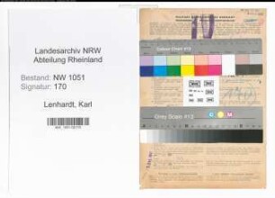 Entnazifizierung Karl Lenhardt , geb. 12.03.1888 (Glaser)