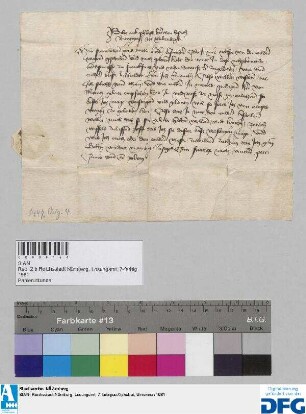 Schennck Philips Herr von Erpach, Burggraf zu Miltenberg sagt der Nürnberger Kaufmannschaft zur Frankfurter Herbstmesse Geleit zu.
