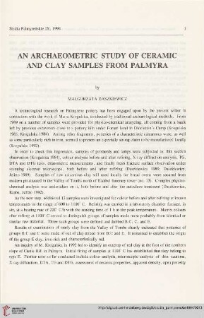 9: An archaeometric study of ceramic and clay samples from Palmyra