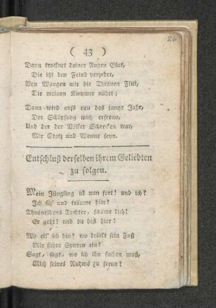 Entschluß derselben ihrem Geliebten zu folgen.
