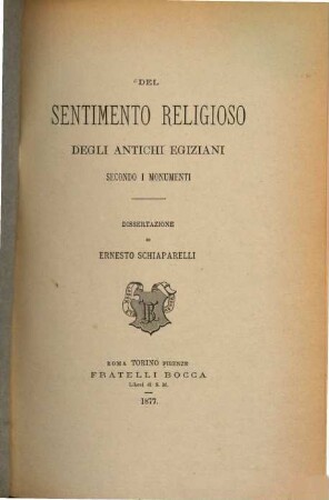 Del sentimento religioso degli antichi Egiziani