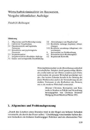 119-132, Wirtschaftskriminalität im Bauwesen. Vergabe öffentlicher Aufträge