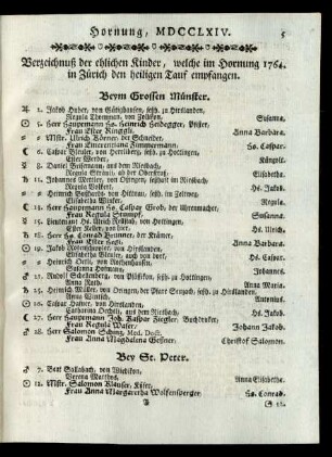 Hornung, MDCCLXIV