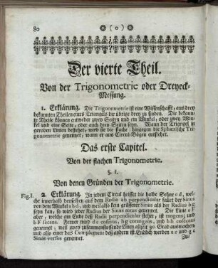 Der vierte Theil. Von der Trigonometrie oder Dreyeck-Messung.