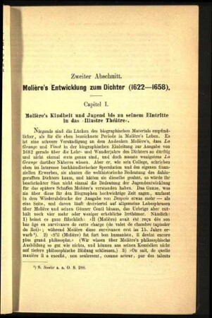 Zweiter Abschnitt. Molière's Entwicklung zum Dichter (1622-1658).