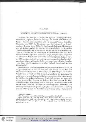 V. Kapitel: Religiöse Verständigungsbewegung 1908-1914