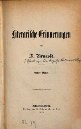 Literarische Erinnerungen, 1