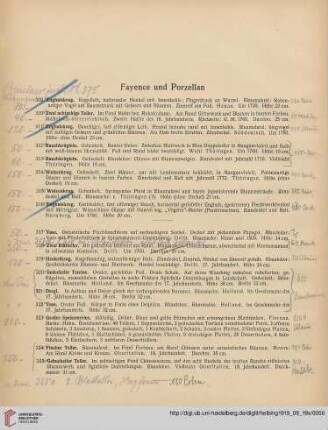 Fayence und Porzellan (Nr. 309-327)