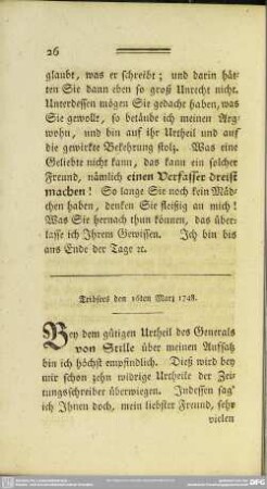 Tribsees den 16ten Marz 1748