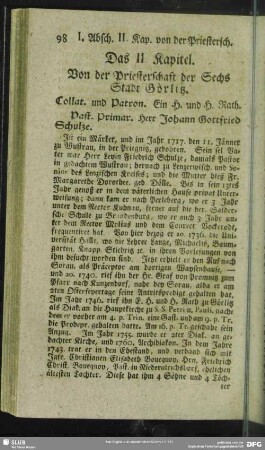Das II. Kapitel. Von der Priesterschaft der Sechs Stadt Görlitz