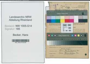 Entnazifizierung Hans Becker , geb. 24.06.1894 (Einkaeufer)