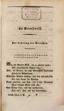 F. G. Klopstocks sämmtliche Werke. 5, Die Oden, 1