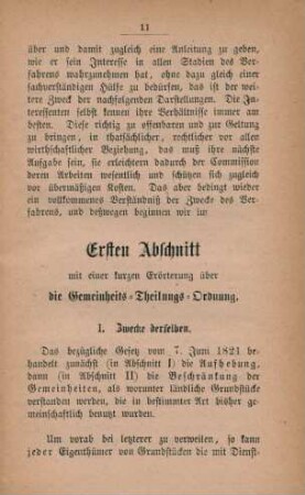 Erster Abschnitt. Die Gemeinheits-Theilungs-Ordnung.