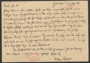 Brief an Ludwig Strecker (senior) an B. Schott's Söhne : 27.01.1946