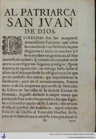 Al Patriarca San Juan de Dios.