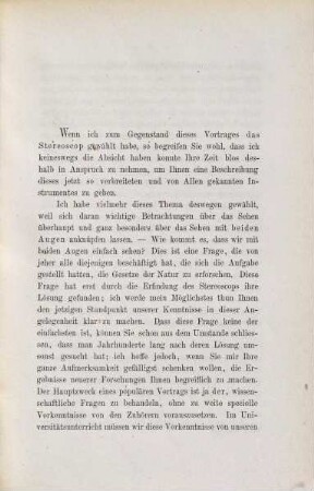 Das Stereoscop und das Stereoscopische Sehen : Vortrag, gehalten im neuen Museumssaale zu Bern am 13. Januar 1870