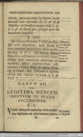 Caput XII. De Legitima Descendentium In Feudo Successione