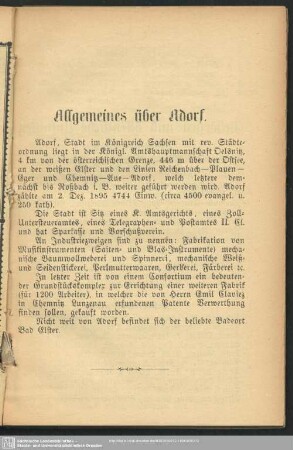 Allgemeines über Adorf