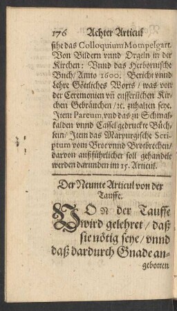 Der neunte Articul von der Tauffe