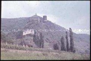 Blick auf die Ruine der Burg Bischofstein an der Mosel