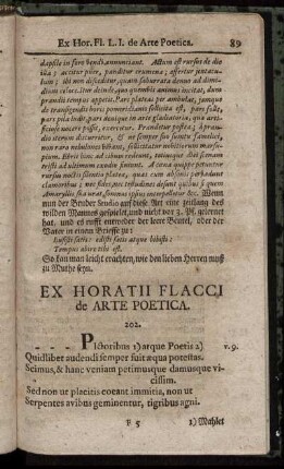 Ex Horatii Flacci de Arte Poetica.