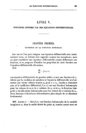 CHAPITRE I. - Existence de la fonctions intégrale.