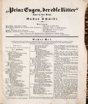 Prinz Eugen der edle Ritter : Oper in 3 Akten