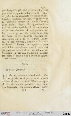 XVII. Al Conte Algarotti