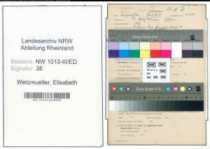 Entnazifizierung Elisabeth Wetzmueller , geb. 31.03.1901 (Kindergaertnerin)