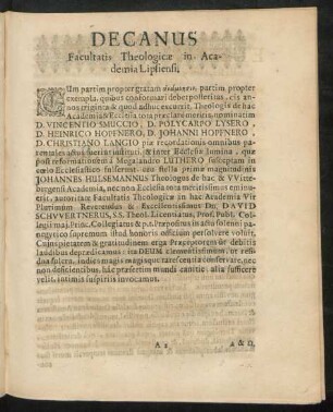 Decanus Facultatis Theologicae in Academia Lipsiensi.