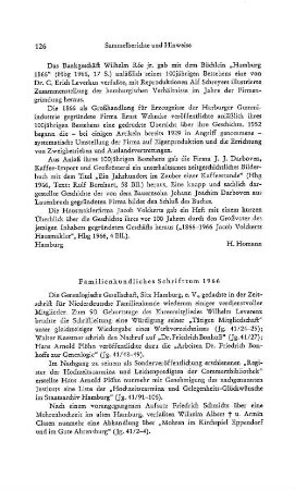 Sammelberichte und Hinweise : Familienkundliches Schrifttum 1966