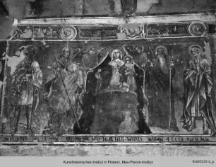 Innendekoration der Kirche San Cristoforo : Schutzmantelmadonna mit Heiligen