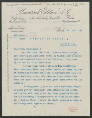 Brief an Ferruccio Busoni : 30.06.1910