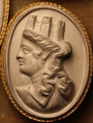 Profilkopf der Cybele mit Turmkrone (Daktyliothek, Das Alterthum nach Lippert und Visconti)