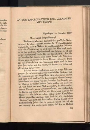 An Den Erbgrossherzog Carl Alexander Von Weimar [1850]