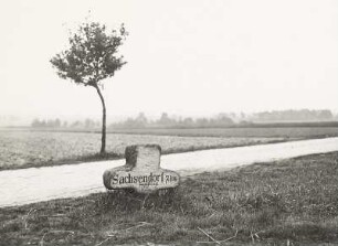 Steinkreuz als Wegweiser : Burkartshain, eingesunkenes Wegkreuz (L 74) als Wegweiser genutzt an der Straßengabelung Sachsendorf - Streuben