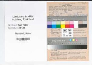 Entnazifizierung Hans Massloff, geb. 27.12.1898 (Vorarbeiter)