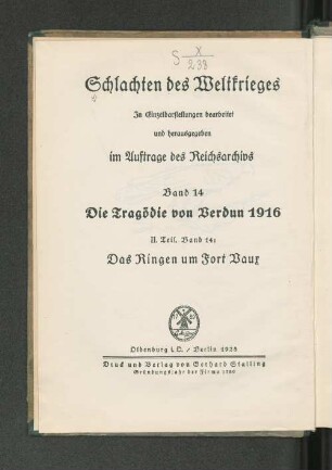 Bd. 14, Teil 2: Das Ringen um Fort Vaux : in Einzeldarstellungen