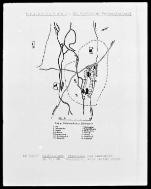 Stadtplan des Zustandes von Halberstadt im 12. Jahrhundert