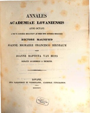 Annales Academiae Lovaniensis. 8. 1824/25 (1826)