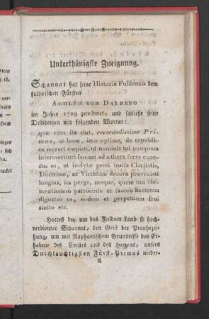 Unterthänigste Zueignung