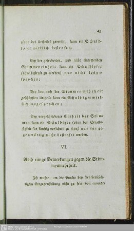 VI. Noch einige Bemerkungen gegen die Stimmenmehrheit