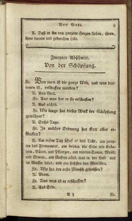 Zweyter Abschnitt. Von der Schöpfung.