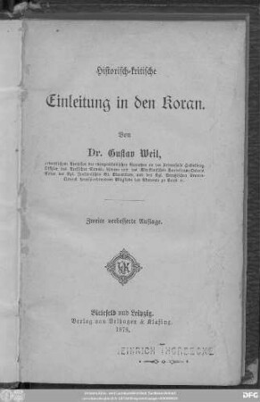 Historisch-kritische Einleitung in den Koran